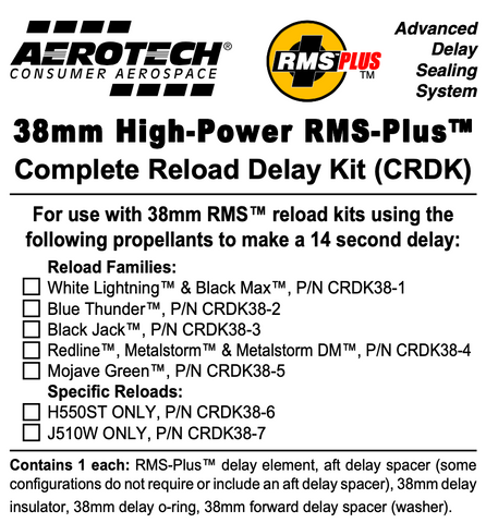 AeroTech RMS-38 Redline/Metalstorm/DM Complete Reload Delay Kit - CRDK38-04