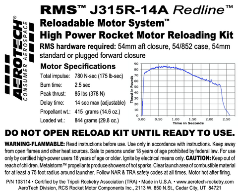 AeroTech J315R-14A RMS-54/852 Reload Kit (1 Pack) - 103114